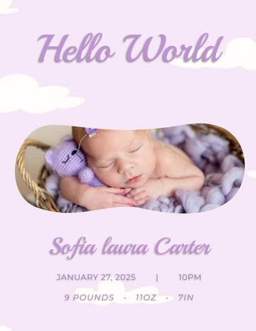 Baby Announcement Photo Template - Edit Online | Template.net