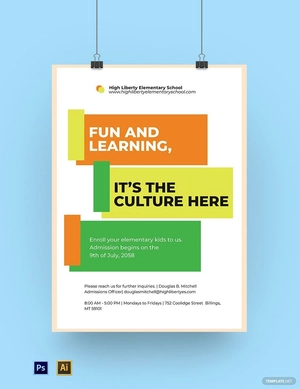 Elementary School Admission Poster Template