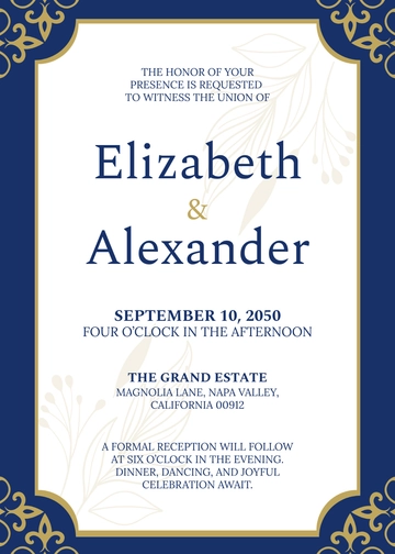 Formal Marriage Invitation Template - Edit Online & Download