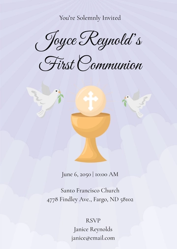 Chalice First Communion Invitation Template - Edit Online & Download