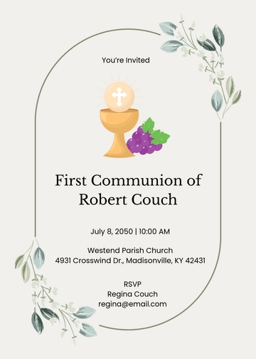 Host and Grapes First Communion Invitation Template - Edit Online & Download