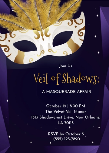 Dark Aesthetic Masquerade Invitation Template - Edit Online & Download