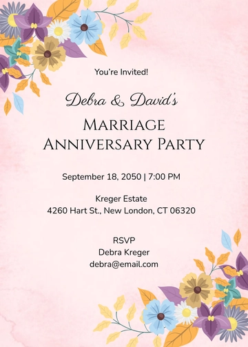 Colorful Marriage Anniversary Invitation Template - Edit Online & Download