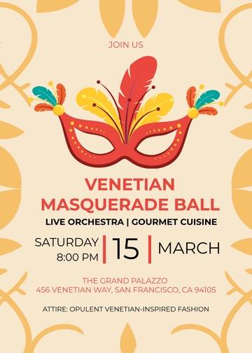 Venetian Masquerade Invitation Template - Edit Online & Download