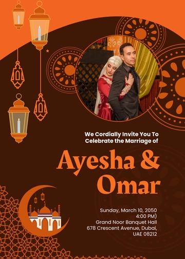 Muslim Marriage Invitation Template - Edit Online & Download