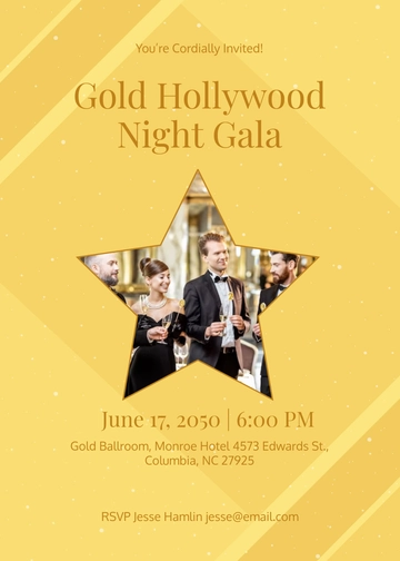 Gold Hollywood Invitation Template - Edit Online & Download