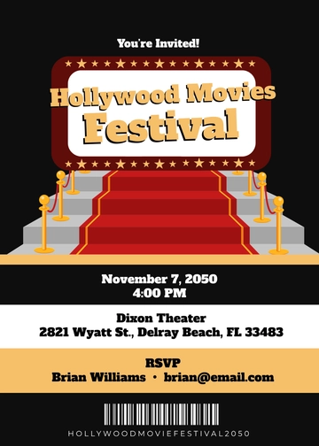 Creative Hollywood Ticket Invitation Template - Edit Online & Download