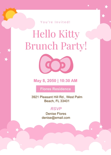 Simple Hello Kitty Brunch Invitation Template - Edit Online & Download