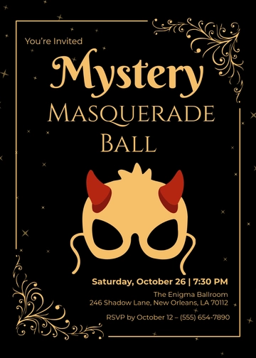 Mystery Masquerade Invitation Template - Edit Online & Download