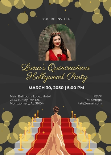 Hollywood Quinceañera Invitation Template - Edit Online & Download