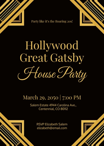 Hollywood Great Gatsby Invitation Template - Edit Online & Download