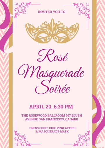 Pink Debut Masquerade Invitation Template - Edit Online & Download