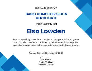 Basic Computer Skills Certificate Template - Edit Online & Download