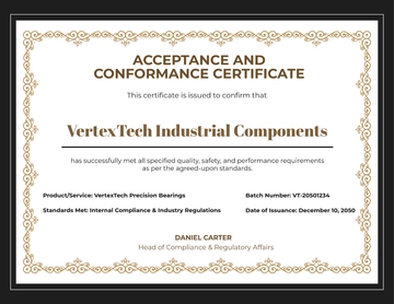 Acceptance and Conformance Certificate Template - Download | Template.net