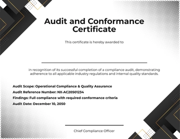 Blank Audit and Conformance Certificate Template - Download | Template.net