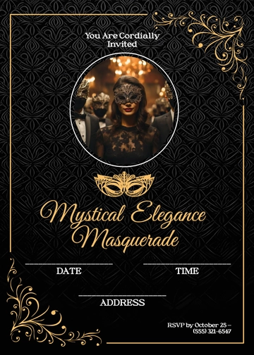 Blank Masquerade Gala Invitation Template - Edit Online & Download