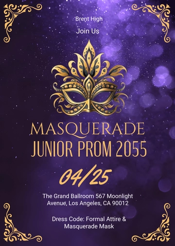 Masquerade Junior Prom Invitation Template - Edit Online & Download