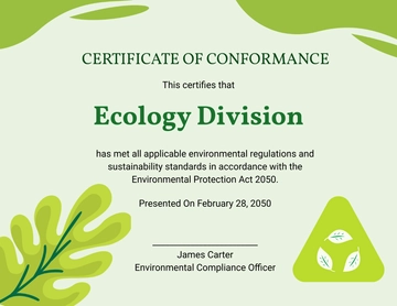 Green Environmental Conformance Certificate Template - Edit Online & Download