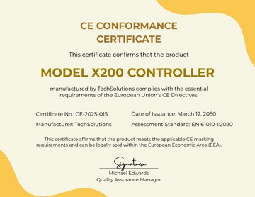 Simple CE Conformance Certificate Template - Edit Online & Download