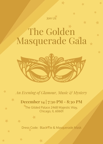 Gold Masquerade Invitation Template - Edit Online & Download
