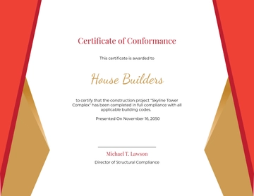 White Background Construction Conformance Certificate Template - Edit Online & Download