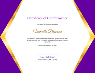 Certificate of Conformance for Food Industry Template - Edit Online & Download