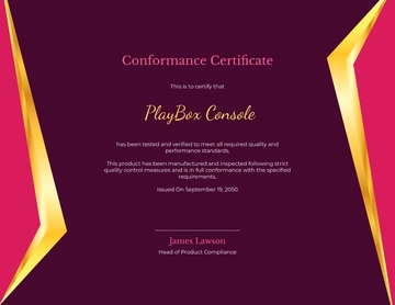 Declaration of Conformance Certificate Template - Edit Online & Download