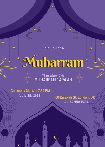 Muharram Hijri Calendar Invitation Template - Edit Online & Download