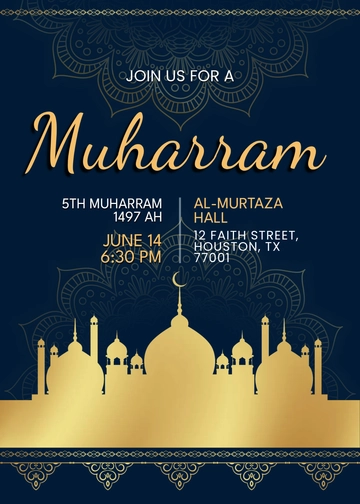 Muharram Calligraphy Invitation Template - Edit Online & Download