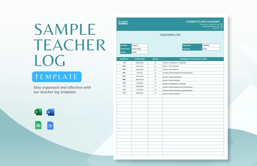 Sample Teacher Log Template