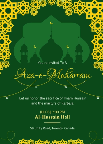 Aza E Muharram Invitation Template - Edit Online & Download