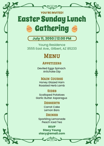 Easter Menu Invitation Template - Edit Online & Download