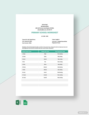 Primary School Worksheet Template