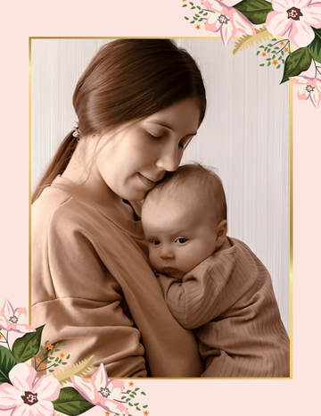 Gold-Framed Baby Photo Template - Edit Online | Template.net