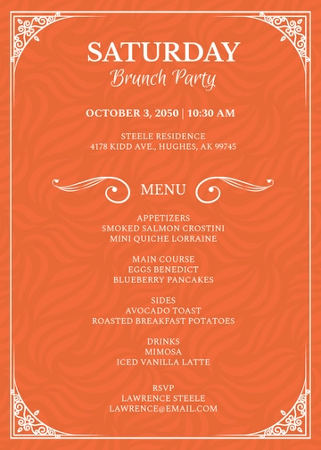 Brunch Menu Invitation Template - Edit Online & Download