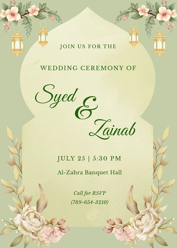 Muharram Wedding Invitation Template - Edit Online & Download