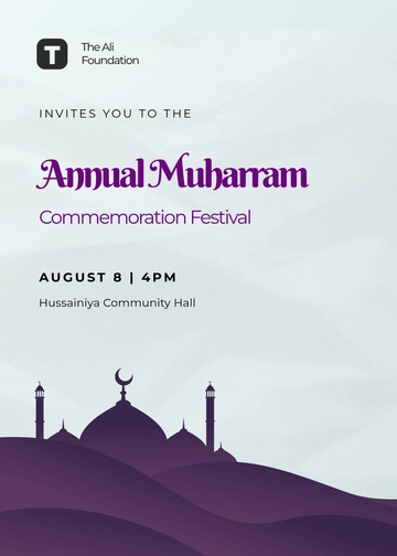 Simple Muharram Festival Invitation Template - Edit Online & Download