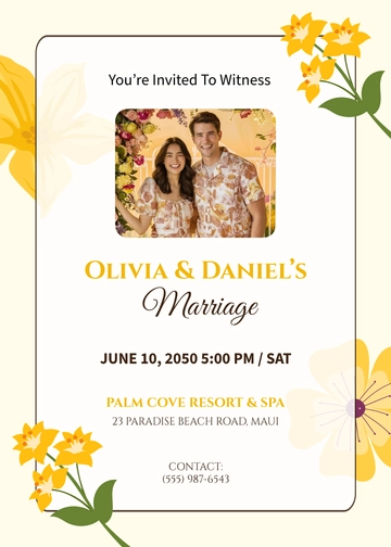 Yellow Tropical Marriage Invitation Template - Edit Online & Download