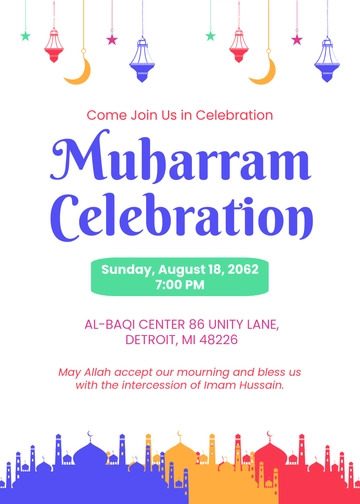 Colorful Muharram Ul Haram Invitation Template - Edit Online & Download
