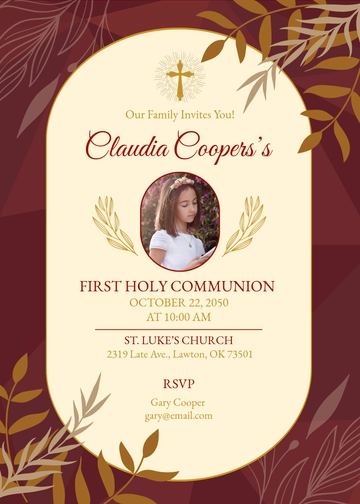 Rustic First Communion Invitation Template - Edit Online & Download