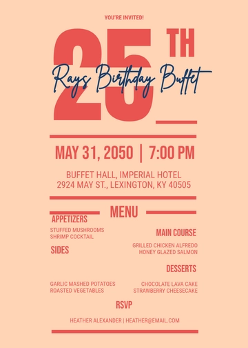 Simple Buffet Menu Invitation Template - Edit Online & Download