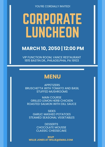 Formal Menu Invitation Template - Edit Online & Download