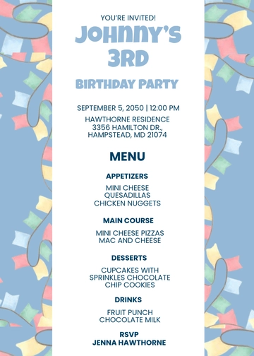 Whimsical Menu Invitation Template - Edit Online & Download