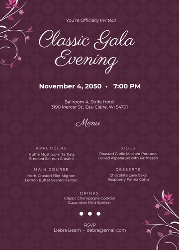 Classic Menu Invitation Template - Edit Online & Download