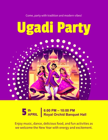 Purple Ugadi Party Flyer Template - Edit Online & Download