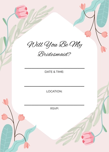 Blank Marriage Invitation Template for Bridesmaid - Edit Online & Download