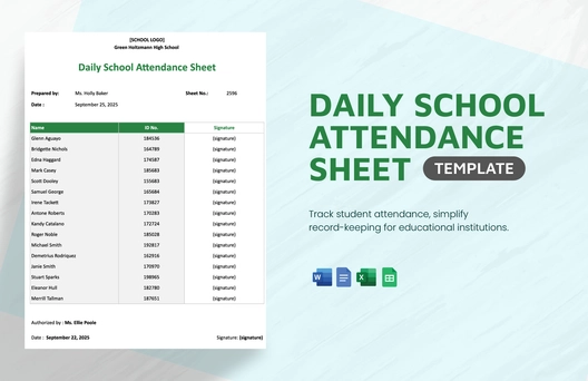 Daily School Attendance Sheet Template