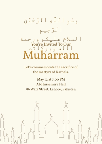 Modern Urdu Muharram Invitation Template - Edit Online & Download