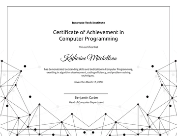 White Certificate of Achievement in Computer Template - Edit Online & Download