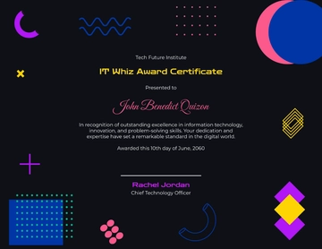 Colorful IT Whiz Award Certificate Template - Edit Online & Download